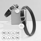 Personalised Classic Black Leather Dog Collar with Tag