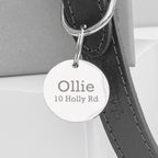 Personalised Classic Black Leather Dog Collar with Tag