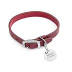Personalised Classic Red Leather Dog Collar with Tag
