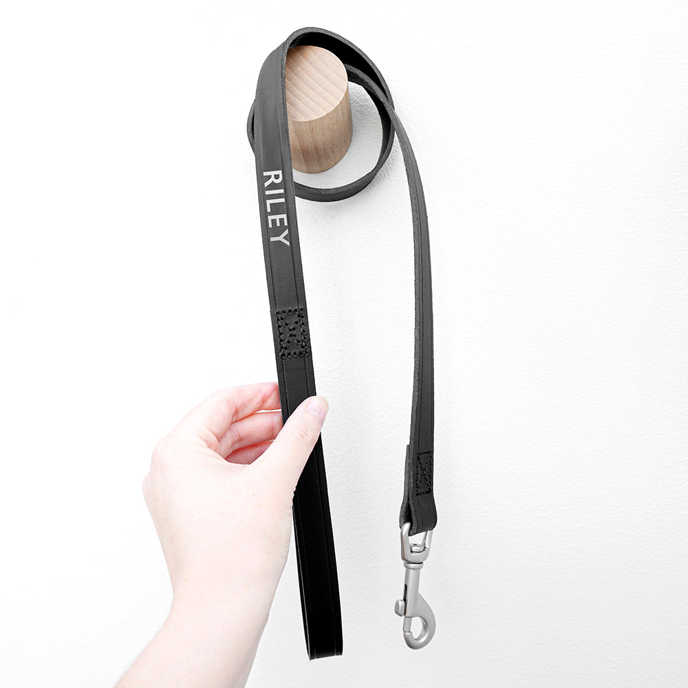 Personalised Classic Black Leather Dog Lead