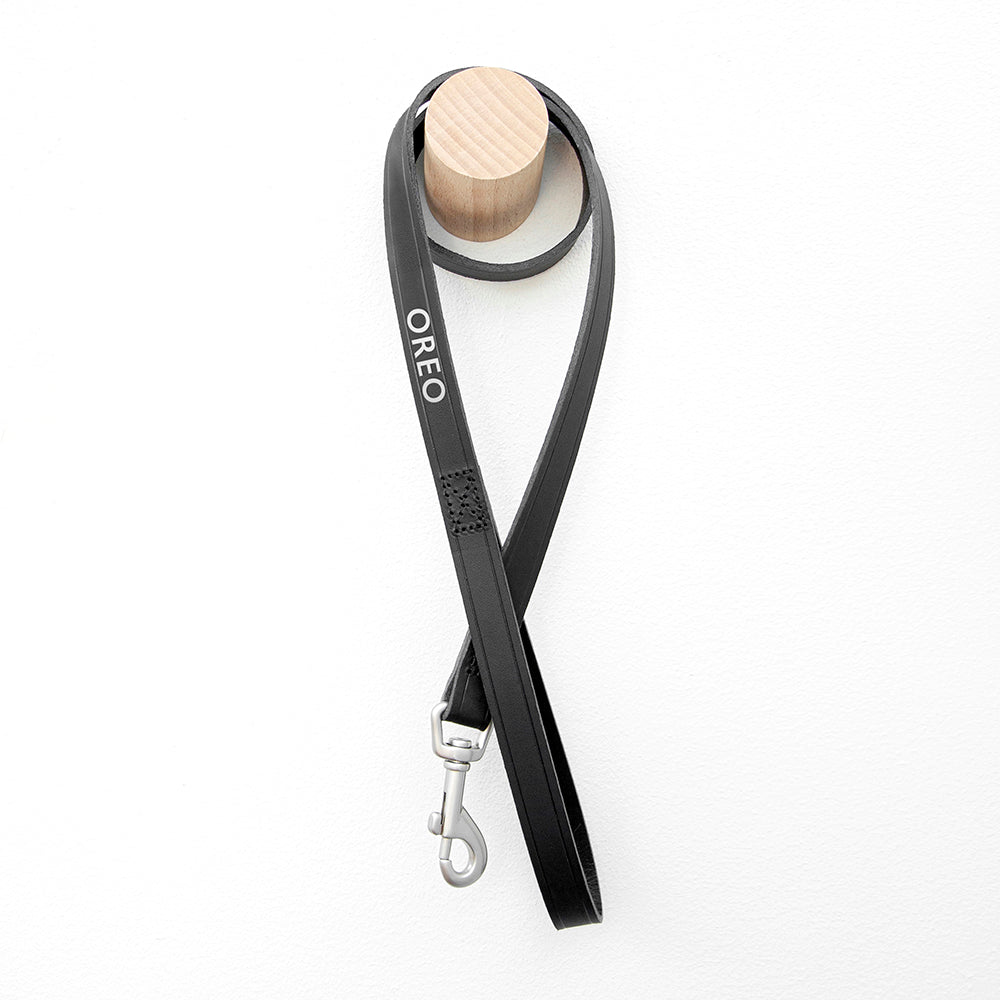 Personalised Classic Black Leather Dog Lead