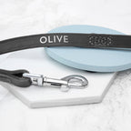 Personalised Classic Black Leather Dog Lead