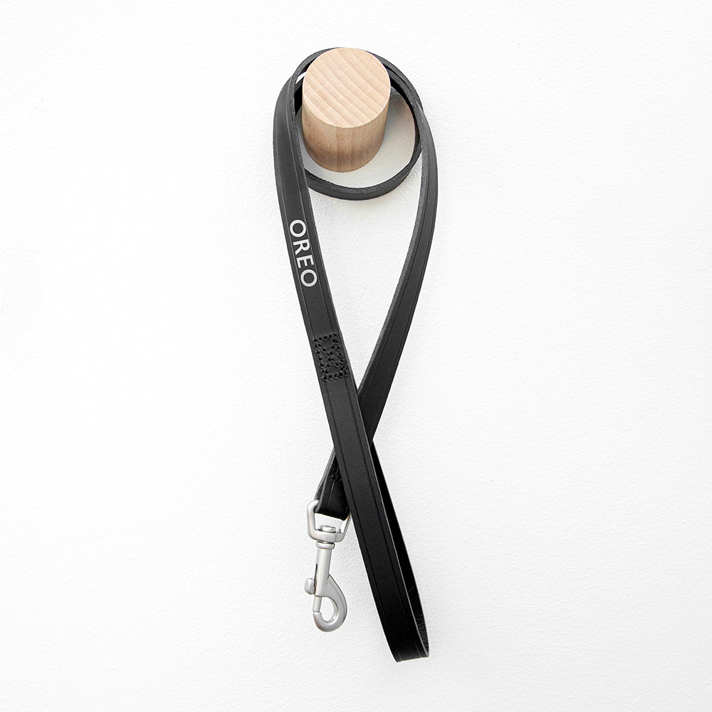 Personalised Classic Black Leather Dog Lead