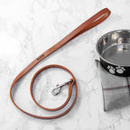 Personalised Classic Brown Leather Dog Lead