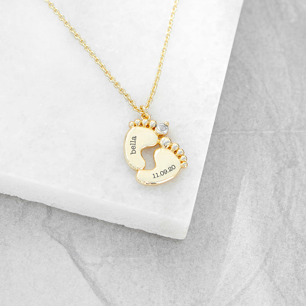 Personalised Baby Feet Plated Necklace