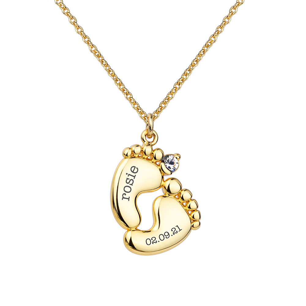 Personalised Baby Feet Plated Necklace