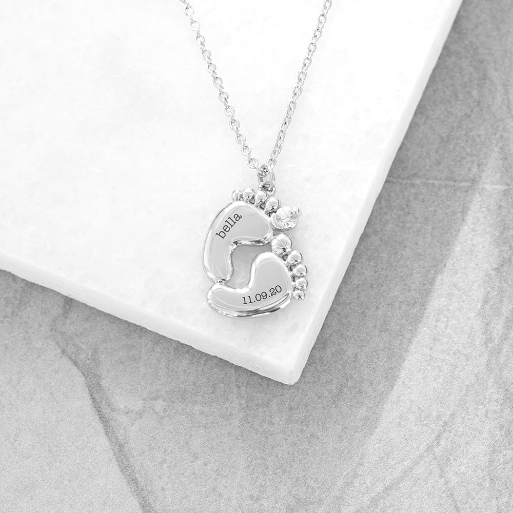 Personalised Baby Feet Plated Necklace