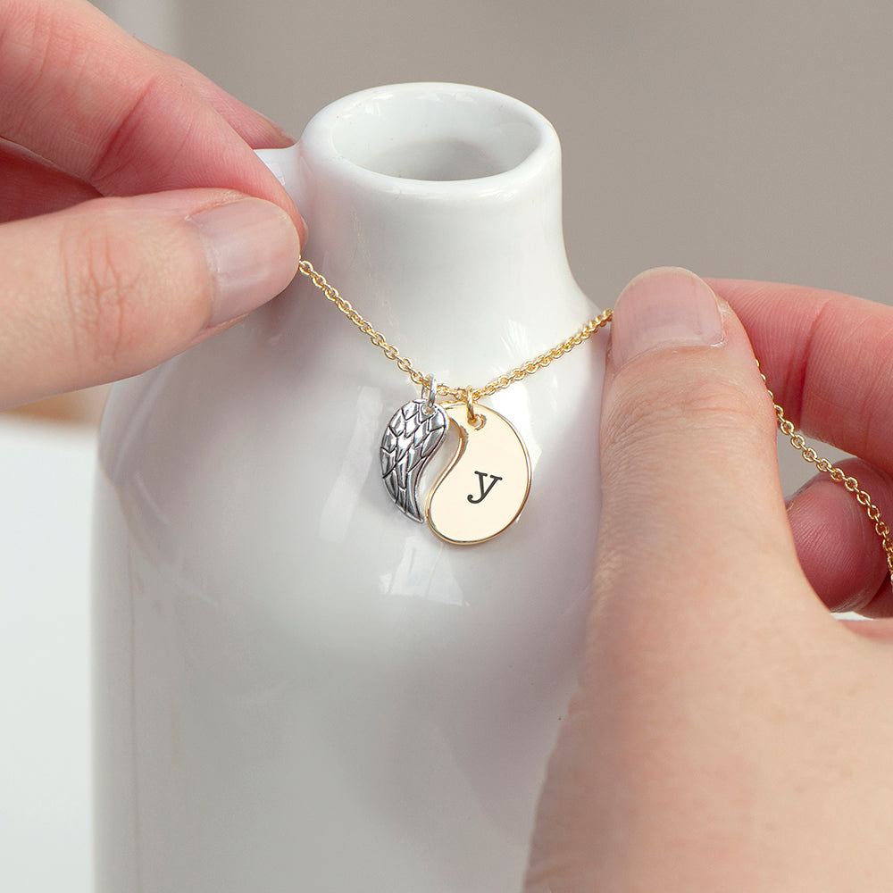 Personalised Contemporary Angel Wing Necklace