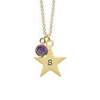 Personalised Gold Star with Birthstone Crystal Necklace