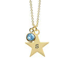 Personalised Gold Star with Birthstone Crystal Necklace