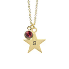 Personalised Gold Star with Birthstone Crystal Necklace