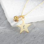 Personalised Gold Star with Birthstone Crystal Necklace