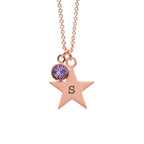 Personalised Rose Gold Star with Birthstone Crystal Necklace