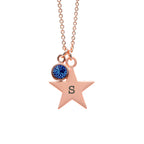 Personalised Rose Gold Star with Birthstone Crystal Necklace
