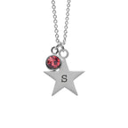 Personalised Silver Star with Birthstone Crystal Necklace