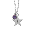 Personalised Silver Star with Birthstone Crystal Necklace
