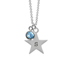 Personalised Silver Star with Birthstone Crystal Necklace