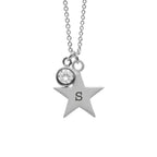Personalised Silver Star with Birthstone Crystal Necklace