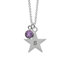 Personalised Silver Star with Birthstone Crystal Necklace