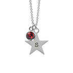 Personalised Silver Star with Birthstone Crystal Necklace