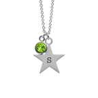 Personalised Silver Star with Birthstone Crystal Necklace