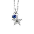 Personalised Silver Star with Birthstone Crystal Necklace