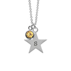 Personalised Silver Star with Birthstone Crystal Necklace