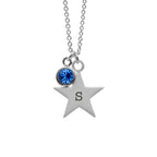 Personalised Silver Star with Birthstone Crystal Necklace