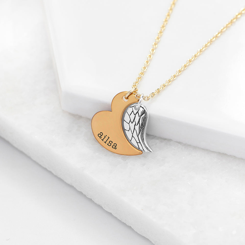 Personalised Heart and Wing Necklace
