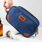 Personalised Deluxe Denim Wash Bag Blue