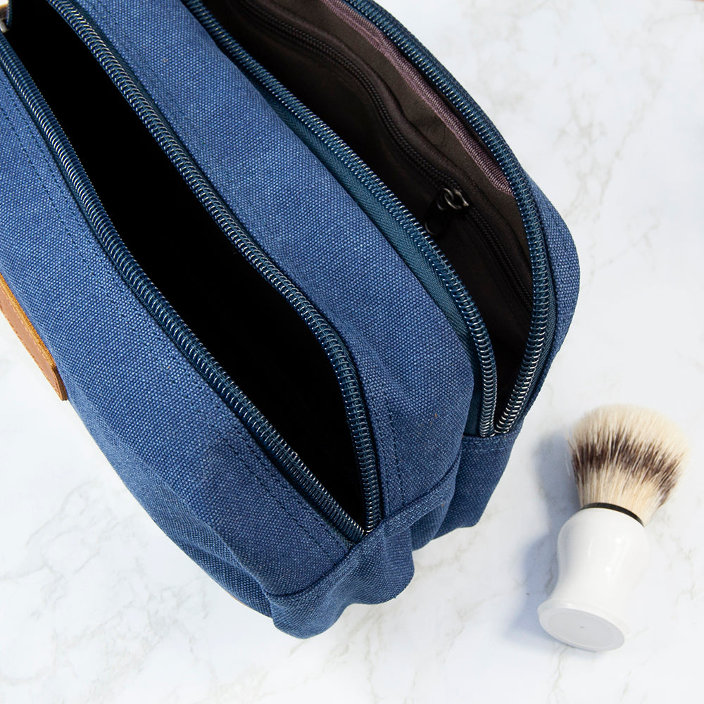 Personalised Deluxe Denim Wash Bag Blue
