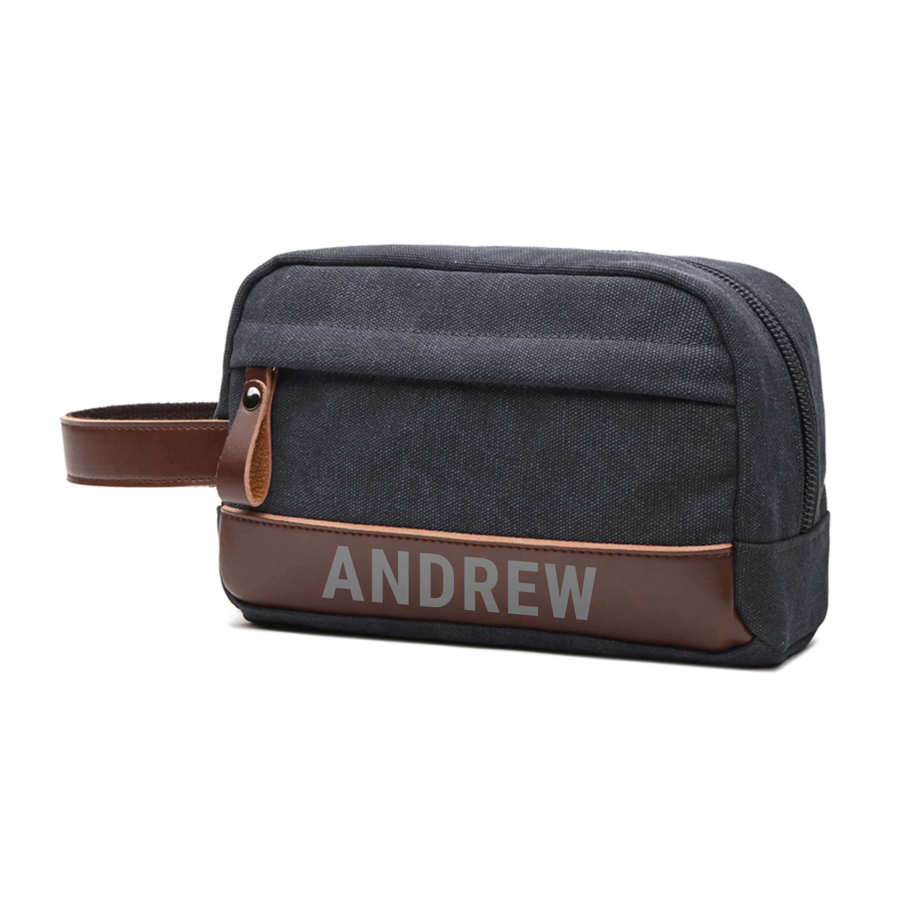 Personalised Weekender Denim Wash Bag Grey