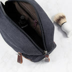 Personalised Weekender Denim Wash Bag Grey
