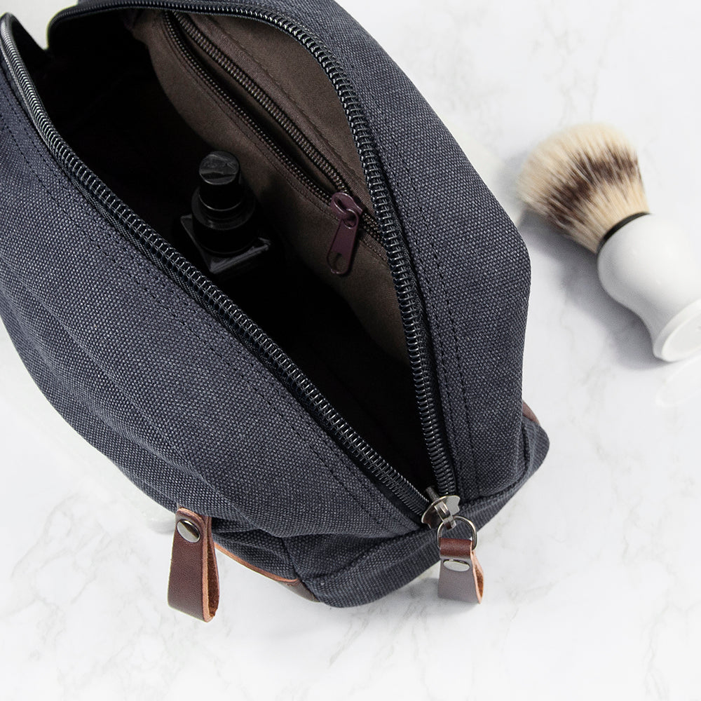 Personalised Weekender Denim Wash Bag Grey