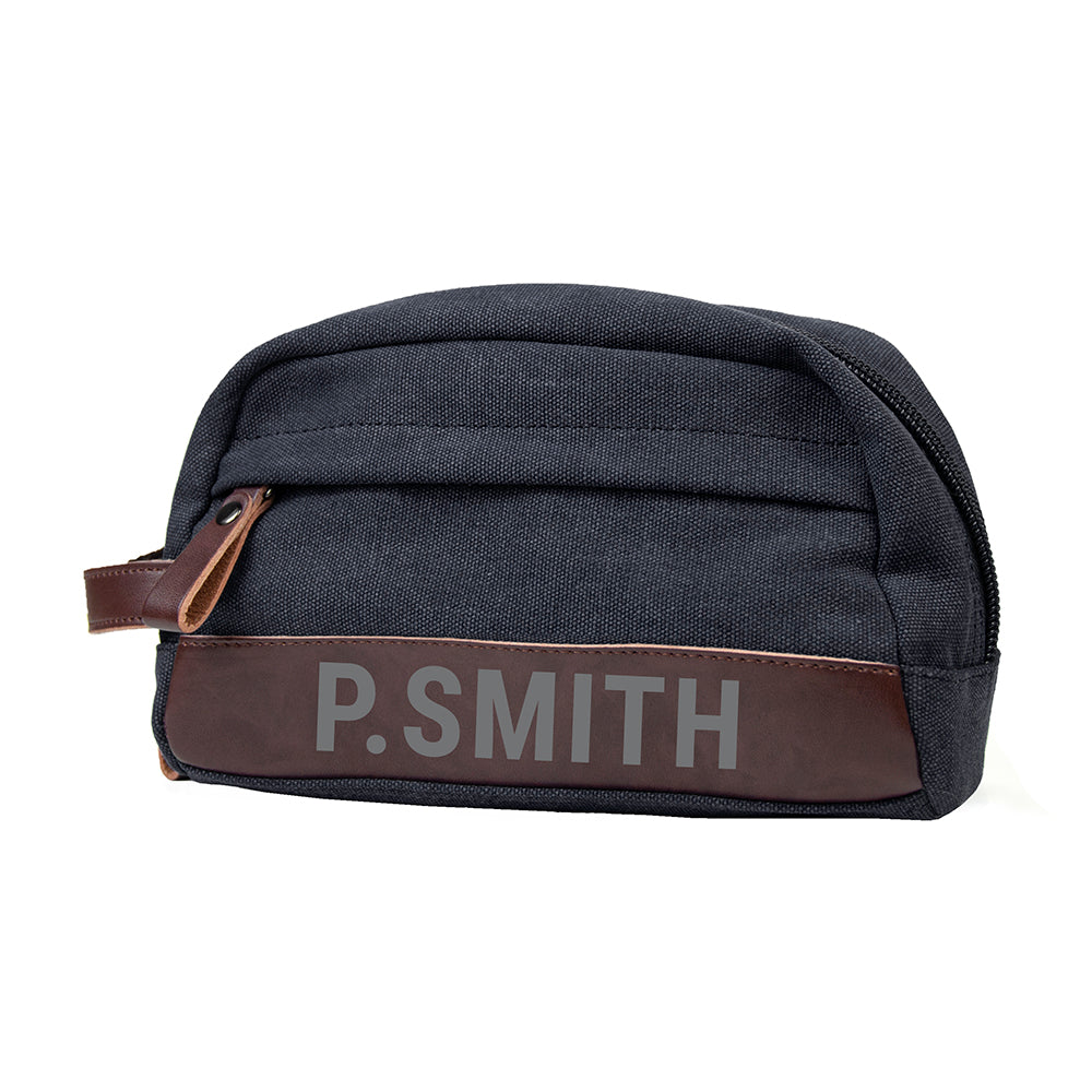Personalised Weekender Denim Wash Bag Grey