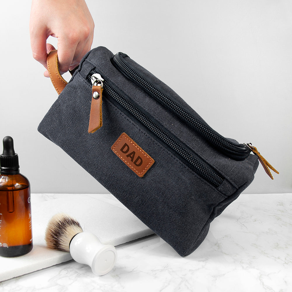 Personalised Jetsetter Denim Wash Bag Grey