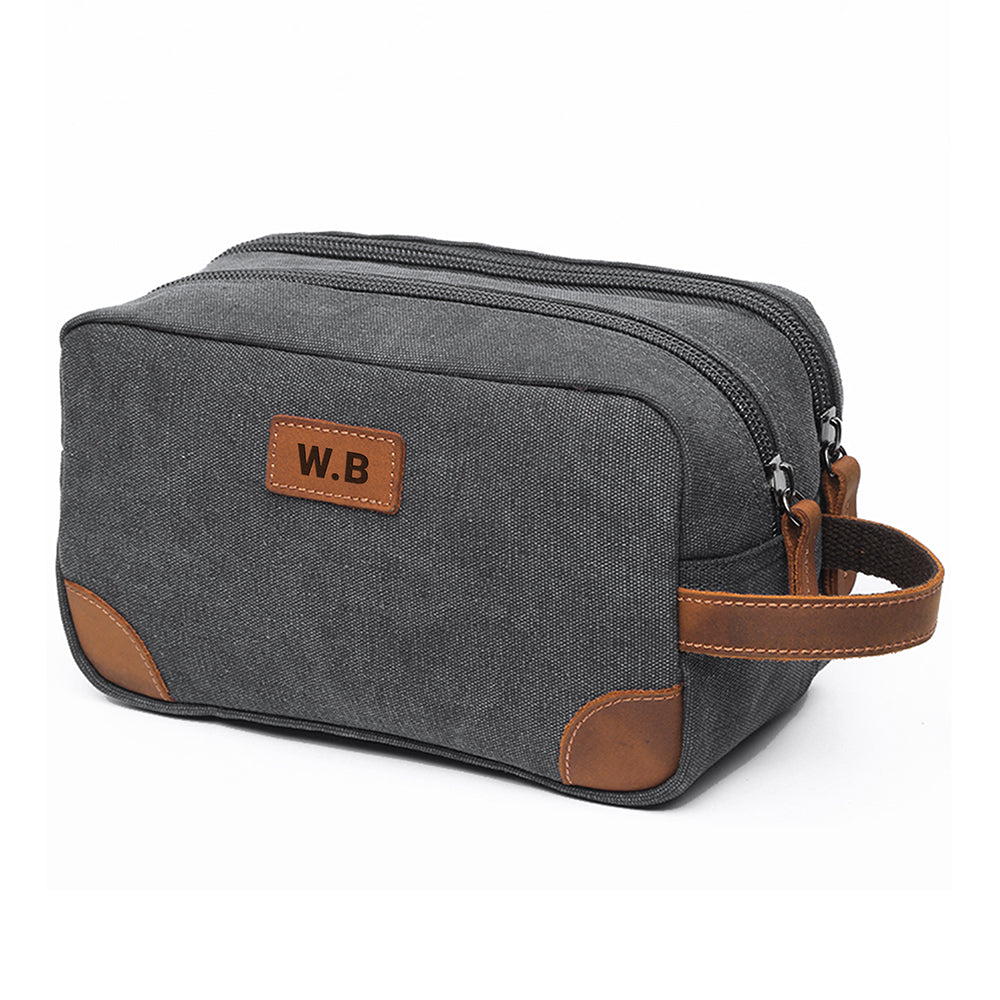 Personalised Deluxe Denim Wash Bag Grey