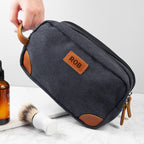 Personalised Deluxe Denim Wash Bag Grey
