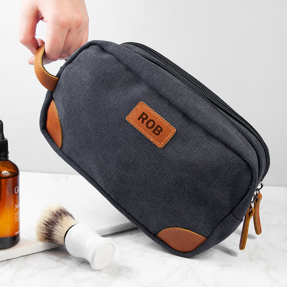 Personalised Deluxe Denim Wash Bag Grey