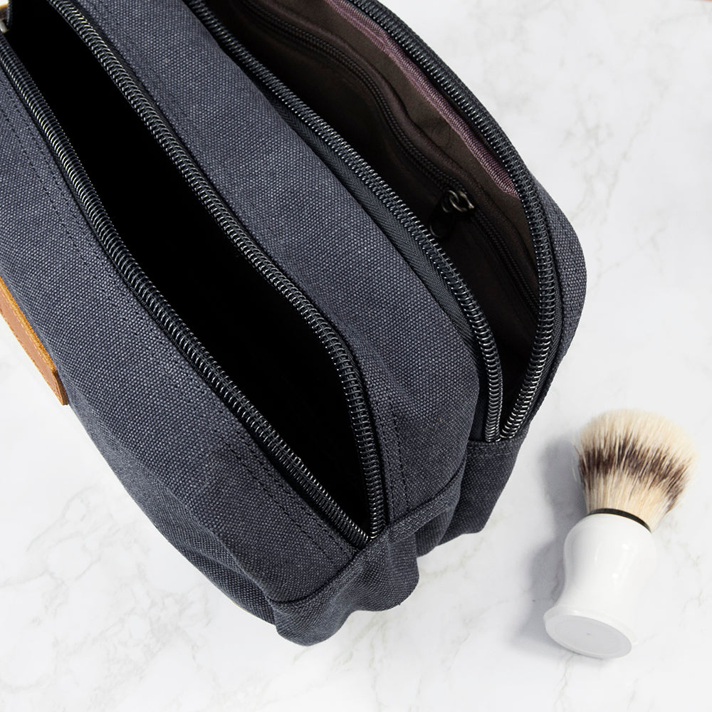 Personalised Deluxe Denim Wash Bag Grey