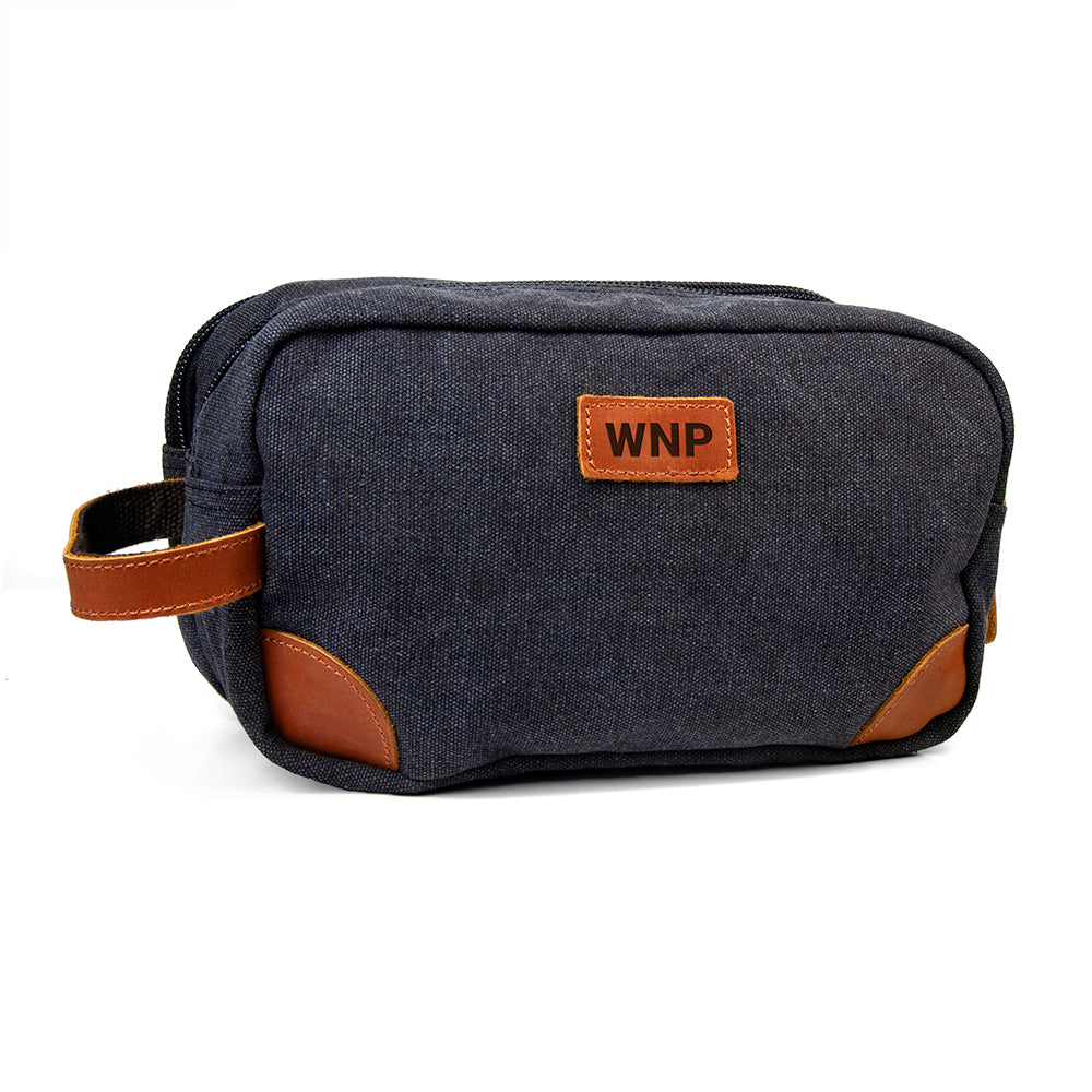 Personalised Deluxe Denim Wash Bag Grey