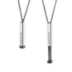 Personalised Black and Silver Square Hidden Message Capsule Men's Necklace