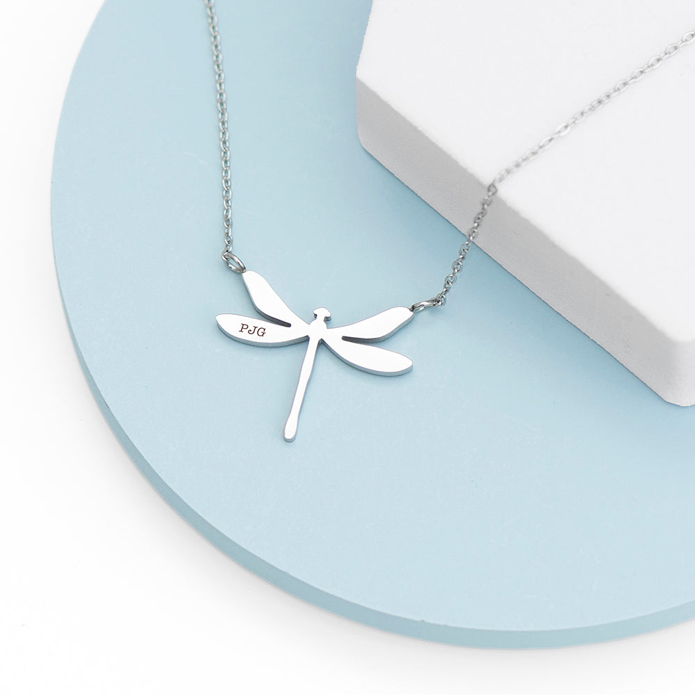 Personalised Dragonfly Silver Necklace
