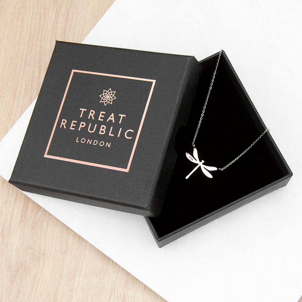 Personalised Dragonfly Silver Necklace