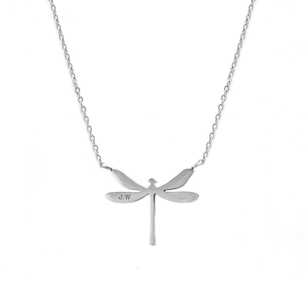 Personalised Dragonfly Silver Necklace