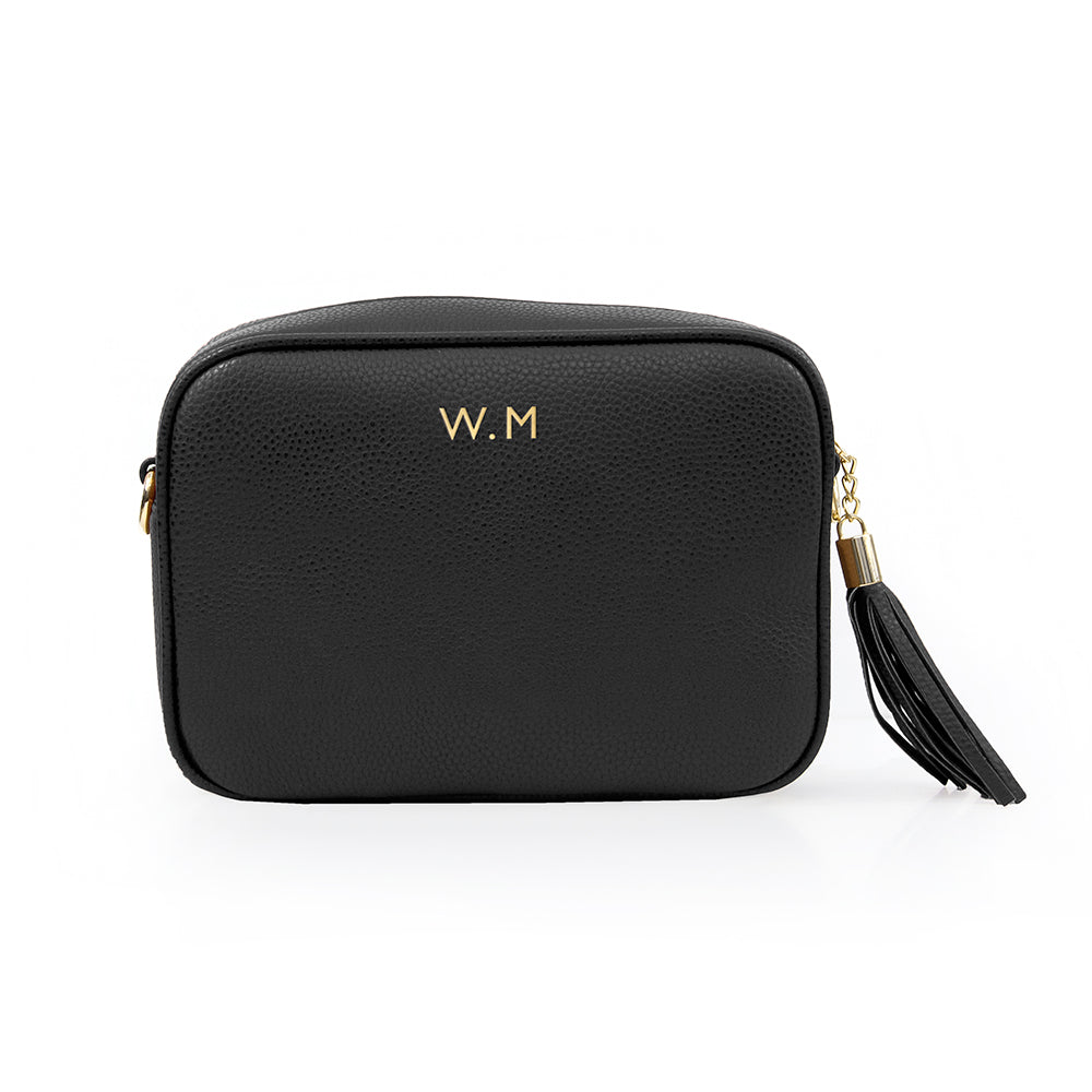 Personalised Luxury Crossbody Bag in Black