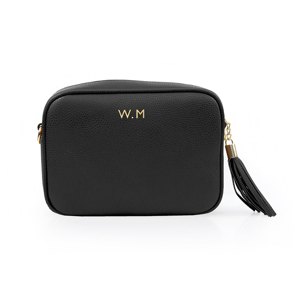 Personalised Luxury Crossbody Bag in Black