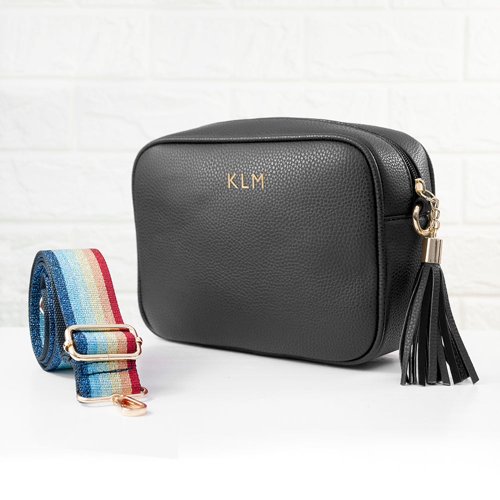 Personalised Luxury Crossbody Bag in Black