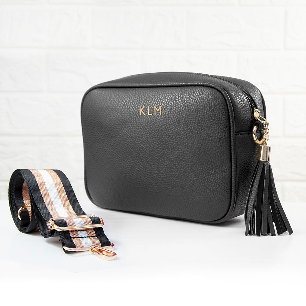 Personalised Luxury Crossbody Bag in Black