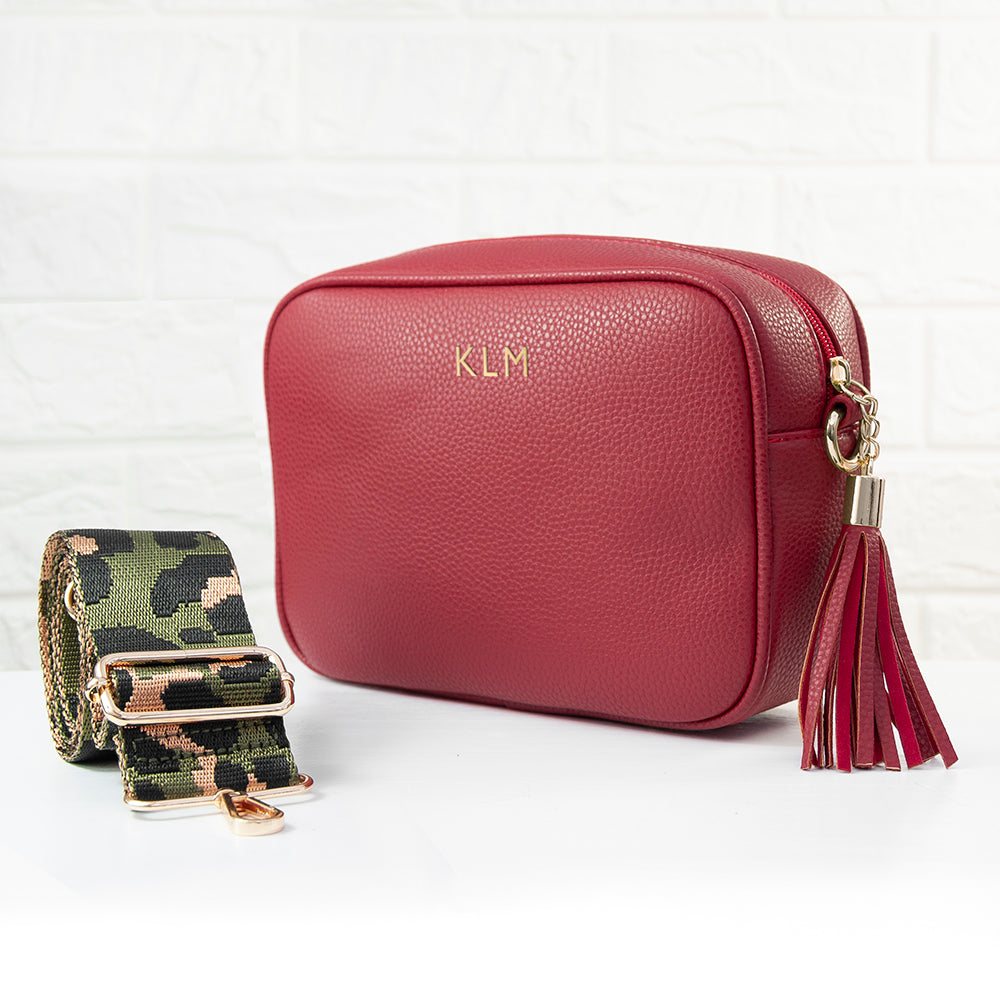 Personalised Luxury Crossbody Bag in Red